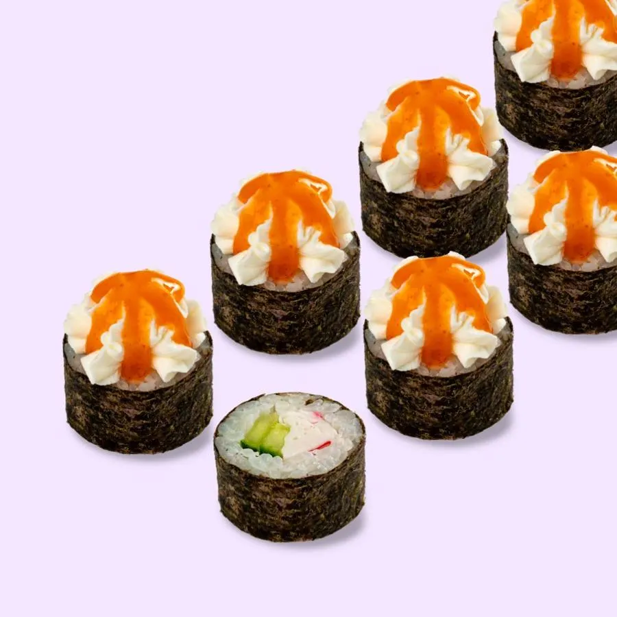 Мини ролл с крабом и огурцом тропик
